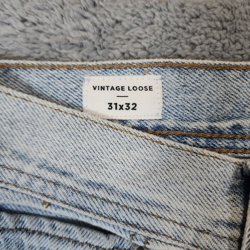 PacSun Double Knee Jeans Mens 31x32 Blue Light Wash Vintage Loose Carpenter